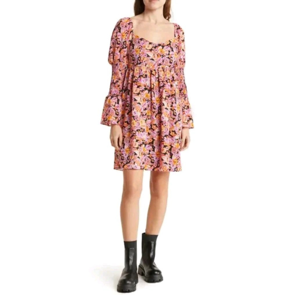 Women's BCBGeneration Floral Print Mini Dress Size 8 Pink Black